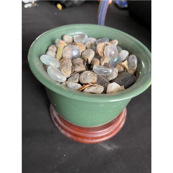 Stone Sun Plant Stand - Ceramic Pot with Rocks - Rapid Test PH Meter