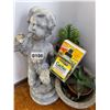 Image 3 : Pots with Artificial Plants & Garden Statue (12")
