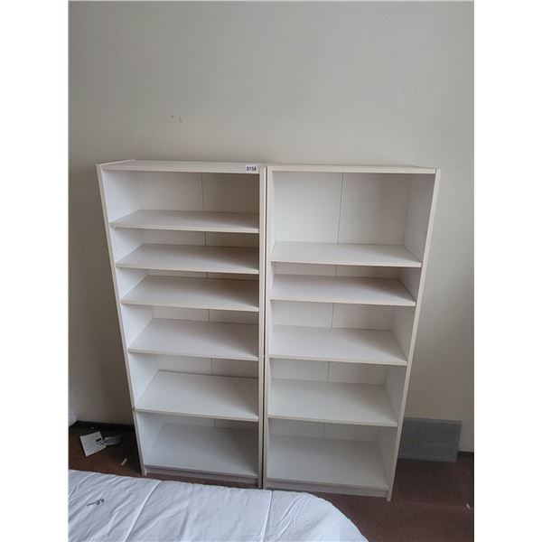 2 White Bookcases 5.5' Tall