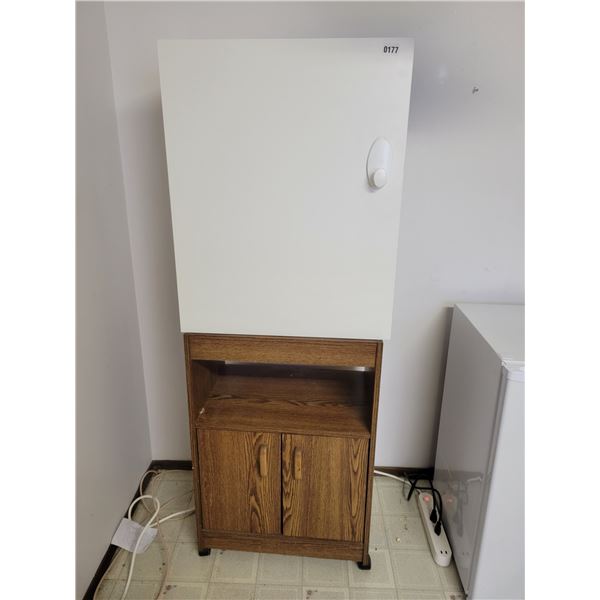Microwave Cart on Wheels & Wall Cabinet