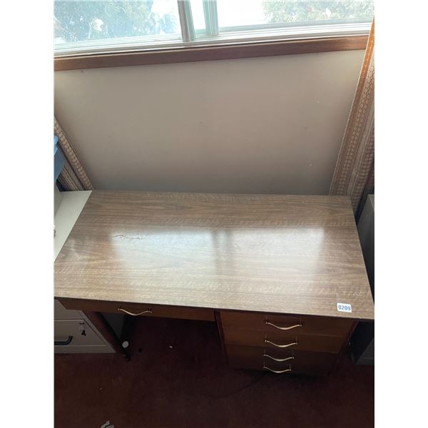 Wooden Desk & 2 Drawer Filing Cabinets