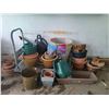 Image 1 : Assorted Pots, Potters, Watering Cans & Metal Wheel Cart