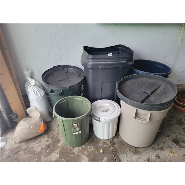 Various Size Garbage Cans & Lids