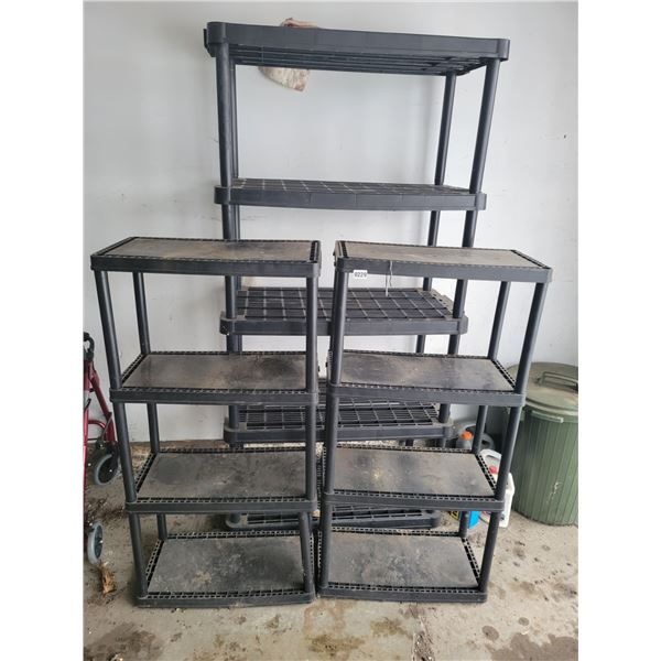 3 Black Plastic Garage Shelves