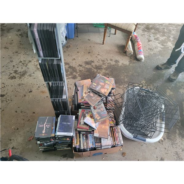 Large Assortment of DVDs & Metal Organizers