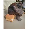 Image 1 : Plaster Statue of a Person Hunched Over in a Thinking Position (Plaster & on Wooden Base)