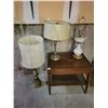 Image 1 : Side Table with 3 Lamps (One Missing Shade)