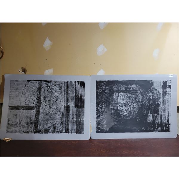 Charcoal Metallic Artwork x2 (Artist Unknown)  38 x 28