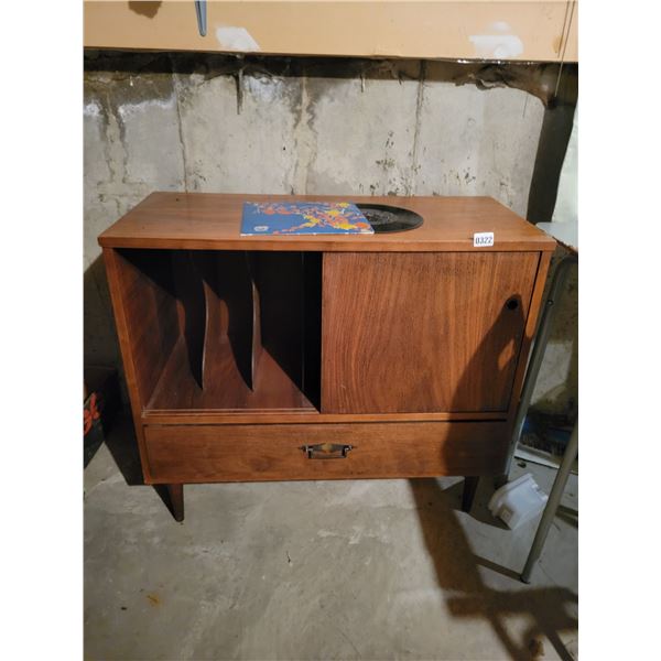 Vintage Record Cabinet with Contents
