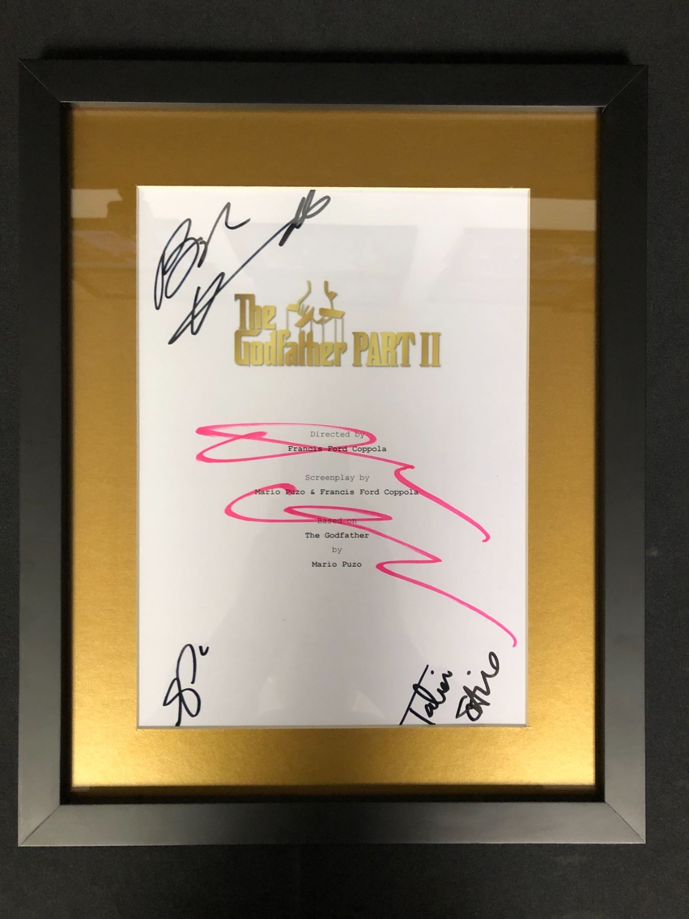 Godfather Signed Script THE GODFATHER CAST SIGNED AND FRAMED SCRIPT COVER (RA COA)