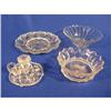 Image 1 : 4 pcs. Pressed glass, candlestick and misc.