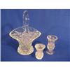 Image 1 : 3 pcs. Pressed glass, 10" basket w/handle etc.