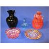 Image 1 : 5 pcs. Asst glass incl, 6" Opalescent vase, etc.