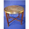 Image 1 : 23 ½" x 22" folding brass &wood circular table