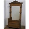 Image 1 : 1/4 cut Oak Hall Seat, with mirror and hooks