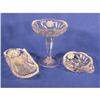 Image 1 : 3 pcs of etched glass incl. one 8" compote