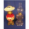 Image 1 : 2 Oil lamps, one w/opalescent shade