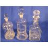 Image 1 : 3 Decanters, one 11" etched Whiskey