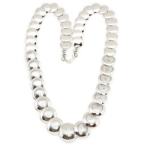 Navajo Pearls Flat Pillow Beads I. Nez Sterling