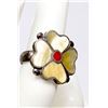 Image 4 : Old Pawn Zuni Ring Size 5 MOP Coral Sterling Silver