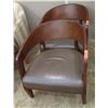 Image 1 : Qty 2 Wooden Curved Armchairs w/ Upholstered Seat 26" x 24" x 18" Seat Height
