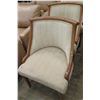 Image 1 : Qty 2 Wooden Curved Armchair w/ Upholstered Seat & Back 25" x 21"x 37"H