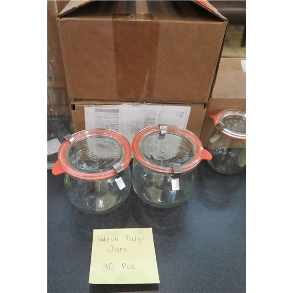 Qty Approx. 30 Weck Tulip Jars w/ Lids