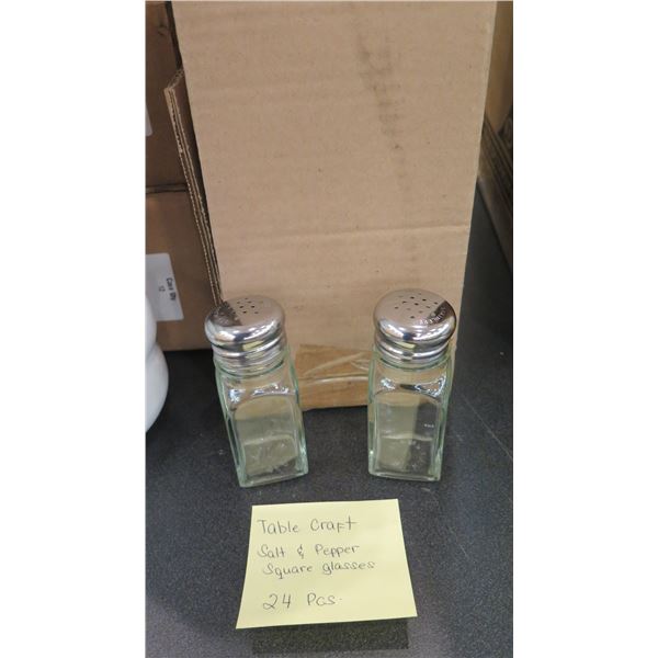Qty Approx. 24 Table Craft Salt & Pepper Square Glasses Shakers