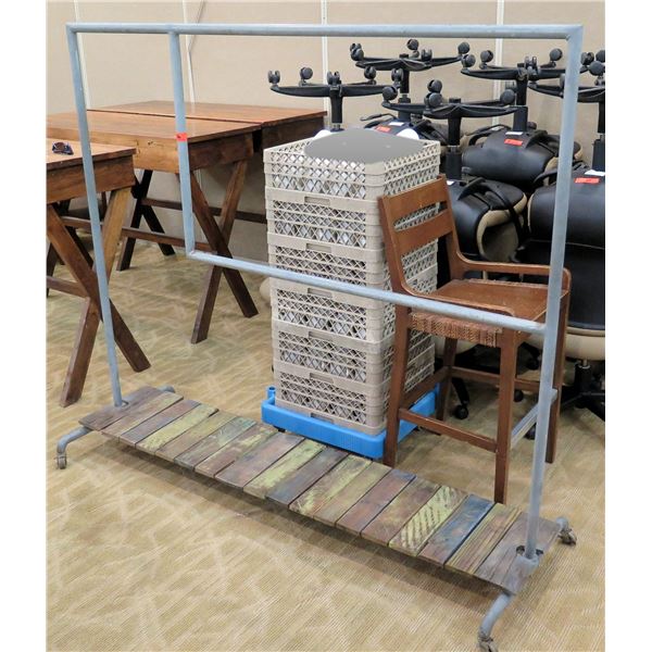 Rolling Metal & Wood Utility Rack