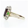 Image 5 : Antique Art Deco 14k Gold Oval Rhodolite Garnet Solitaire & Enamel Filigree Ring