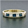 Image 2 : Estate 14K Two Tone Gold 1.15 ctw Square Channel Set Sapphire & Diamond Band Rin