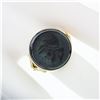 Image 3 : Vintage 14K Yellow Gold Round Carved Hematite Intaglio Trojan Round Platter Ring
