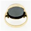 Image 6 : Vintage 14K Yellow Gold Round Carved Hematite Intaglio Trojan Round Platter Ring