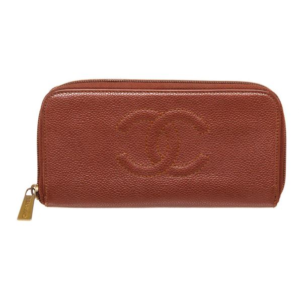 Chanel Red Leather Zippy Wallet