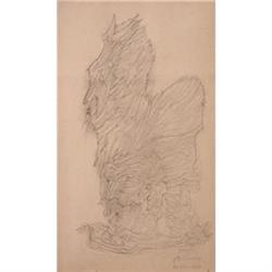HANS BELLMER Stamped Drawing French Surrealism