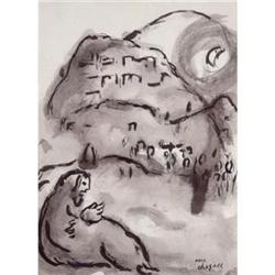MARC CHAGALL Drawing Russian Judaica Bible 1930