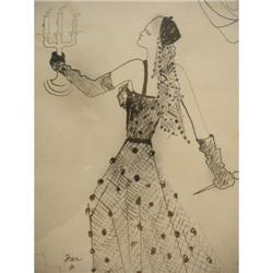 JEAN COCTEAU Sig.Ink Drawing French