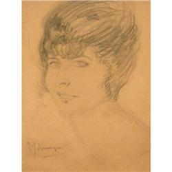 J.G.DOMERGUE H. Sigend Drawing French Art