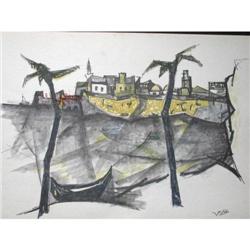 J.EISENSCHER Pastel Litho Israeli