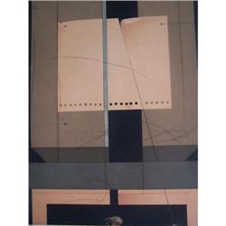 J SCHREITER Signed Etching German Abstract