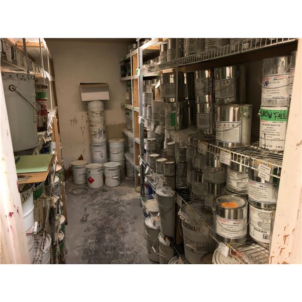 CONTENTS OF PAINT IN PAINT ROOM (SHELVING NOT INCLUDED)