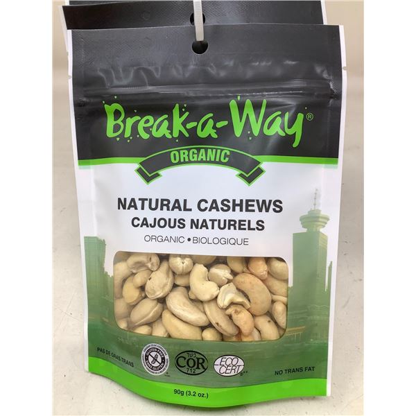 Break-a-Way Organic Natural Cashews (6 x 90g)