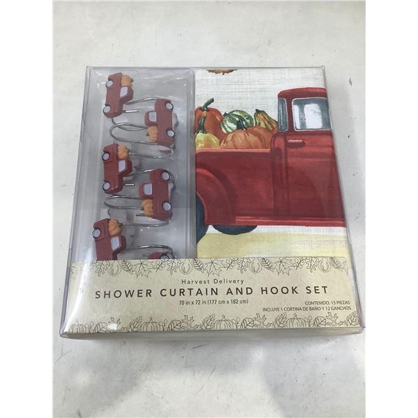 Harvest Delivery Shower Curtain and Hook Set (70in x 72in)