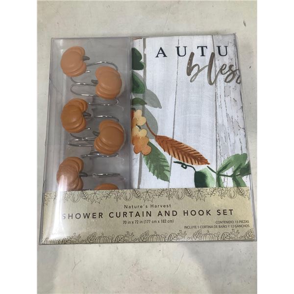 Harvest Delivery Shower Curtain and Hook Set (70in x 72in)