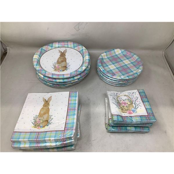 Lot of Easter Disposable Assorted Plates and Napkins