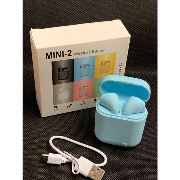 MINI-2 Wireless Earbuds with charger and case NEW IN BOX-Blue