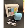 Image 2 : MINI-2 Wireless Earbuds with charger and case NEW IN BOX-Blue