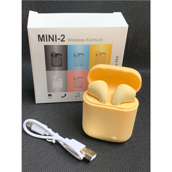 MINI-2 Wireless Earbuds with charger and case NEW IN BOX- Yellow