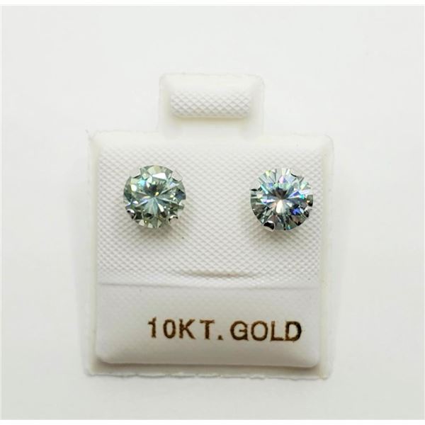 10K White Gold Light Bluish Green Moissanite(1.5ct) Earrings $ 1610