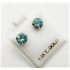 Image 1 : 10K White Gold Vivid Greenish Blue Moissanite(1.5ct) Earrings $1500